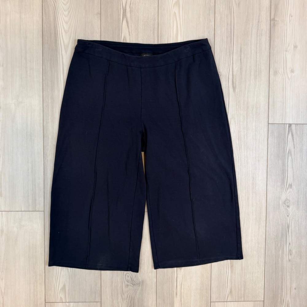J. Jill Wearever Navy Blue Wide Leg Crop Pants XL Petite Pull On Stretch Seam